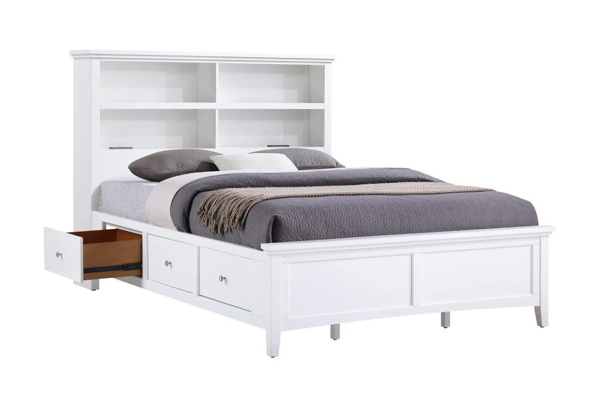Spencer King Bookcase Storage Bed In White