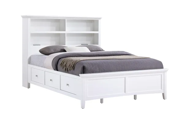 Spencer King Bookcase Storage Bed In White