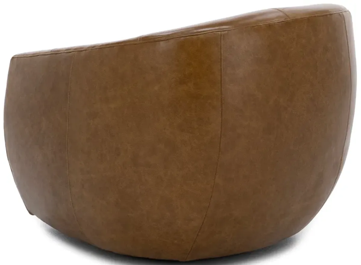 Catelyn Leather Swivel Accent Chair