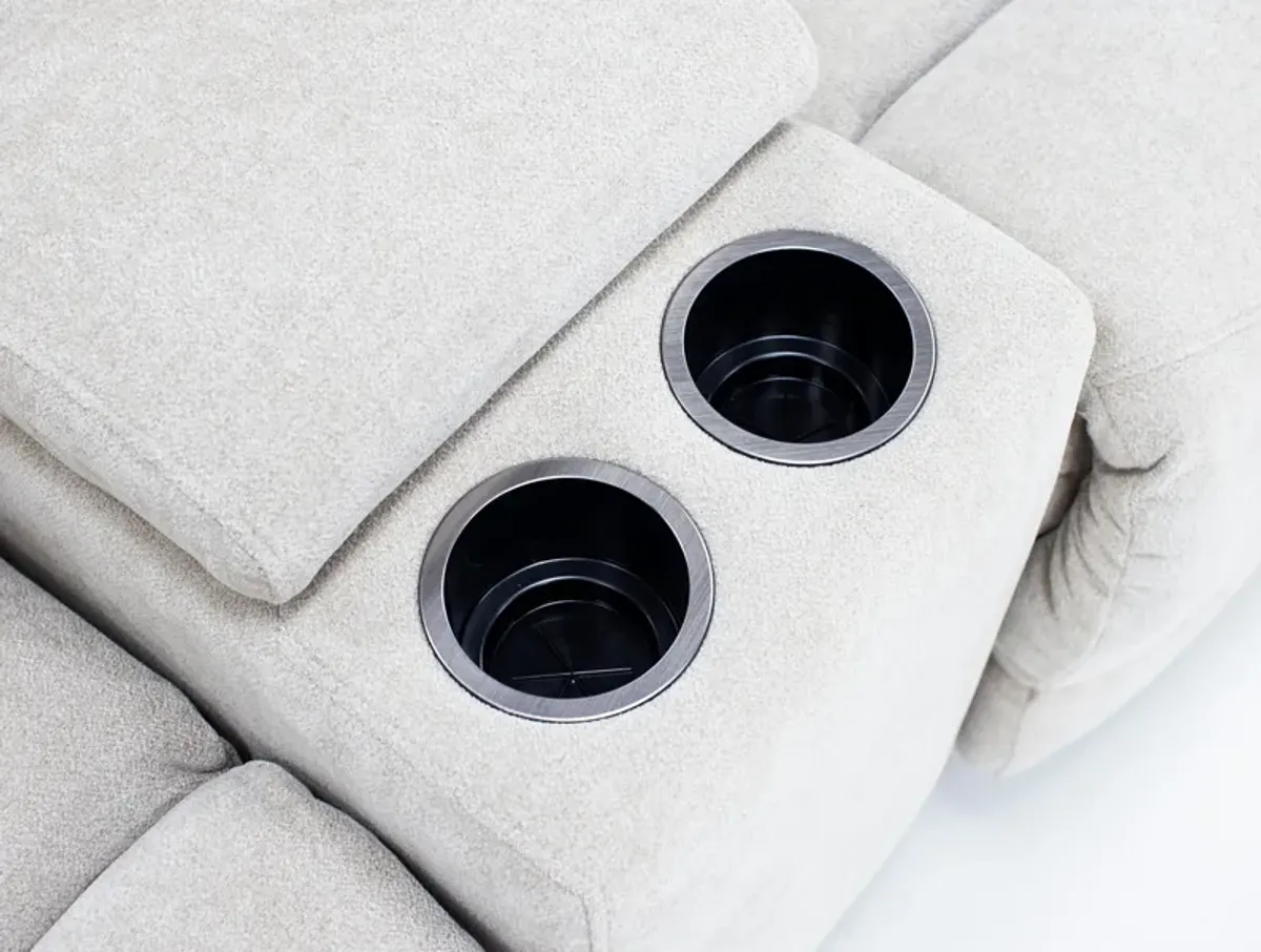 Tyson Fully Loaded Zero Gravity Console Reclining Loveseat in Stone