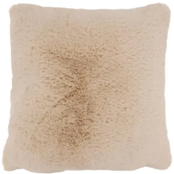 Natural Faux Rabbit Fur Poly Pillow 18"W x 18"H