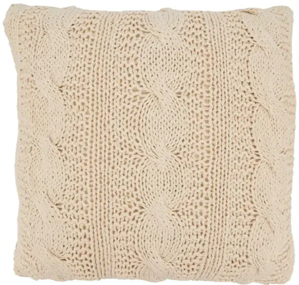 Vanilla Cable Knit Down Pillow 20"W x 20"H