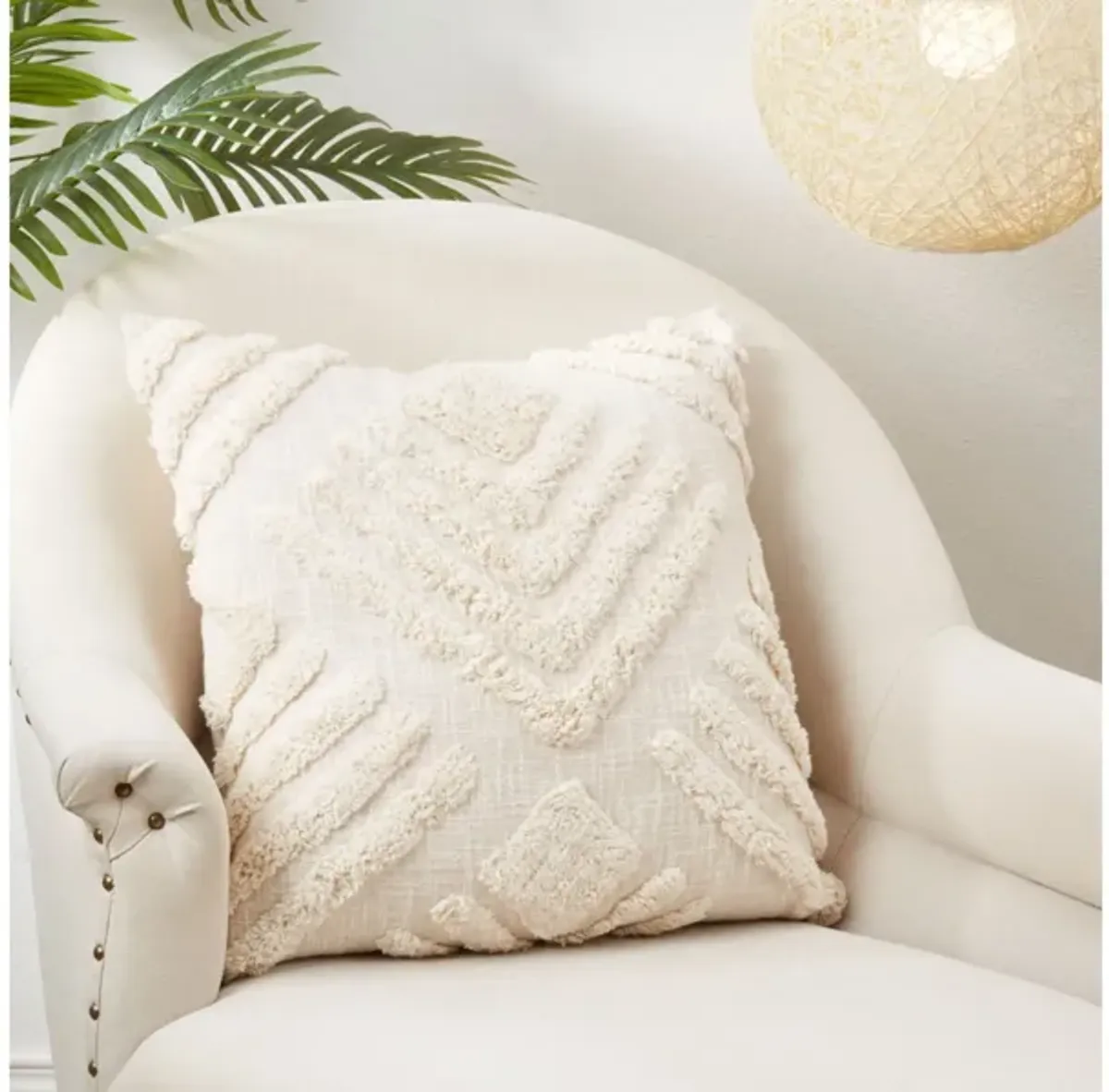 Natural Tufted Poly Pillow 20"W x 20"H