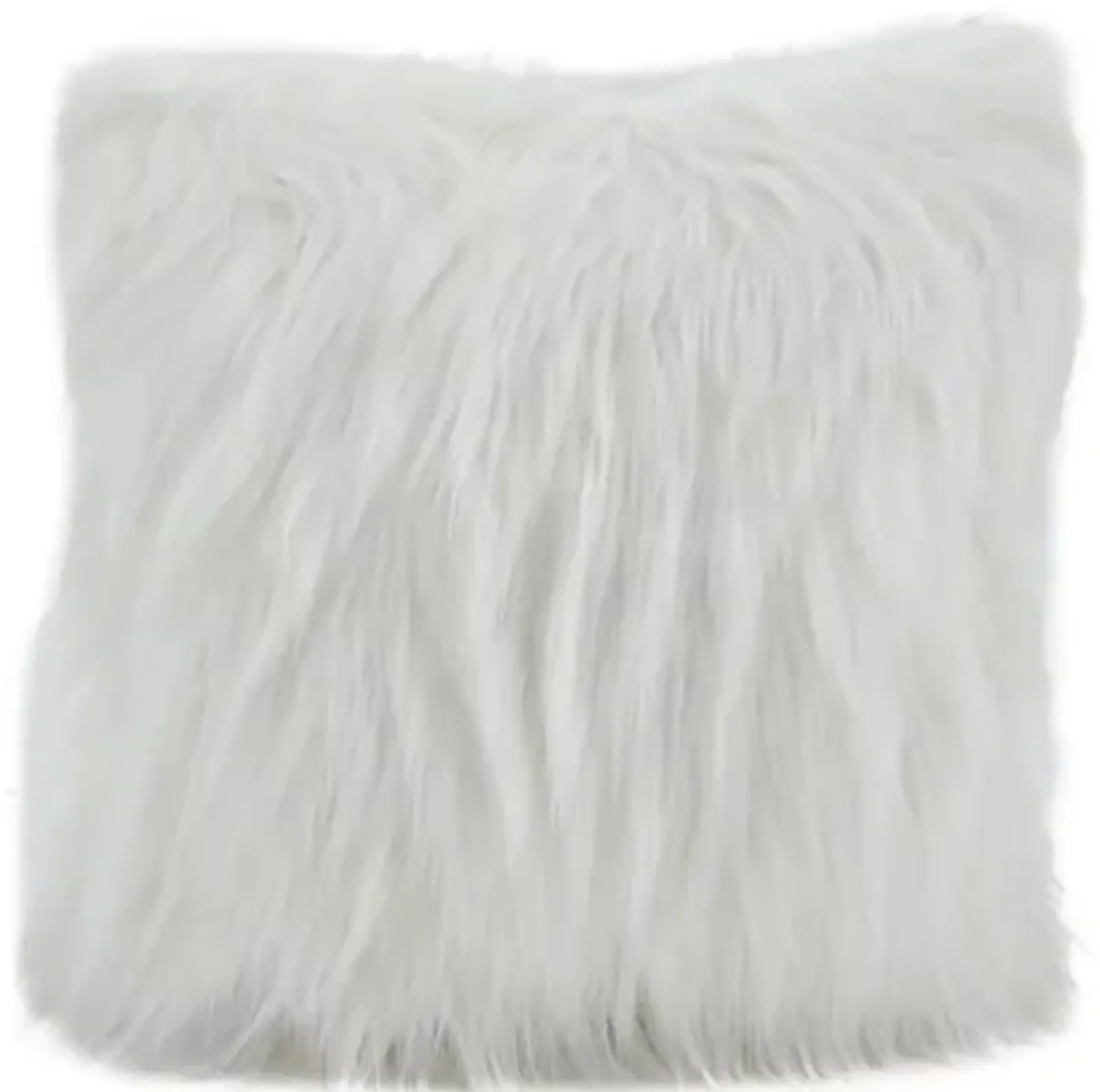 Ivory Faux Fur Poly Pillow 18"W x 18"H