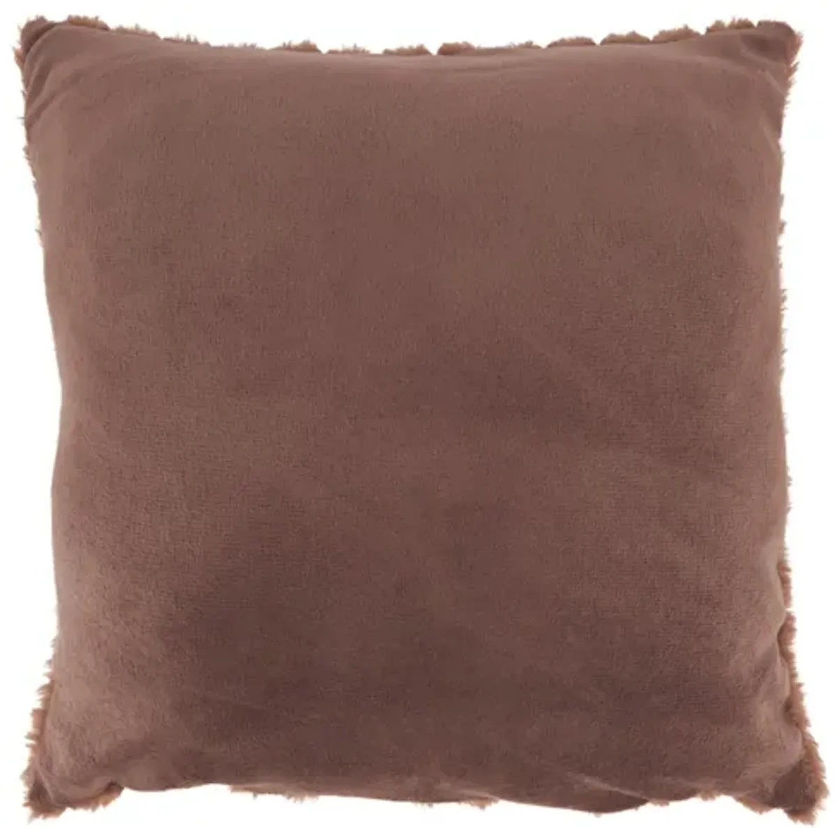 Brown Faux Rabbit Fur Poly Pillow 18"W x 18"H