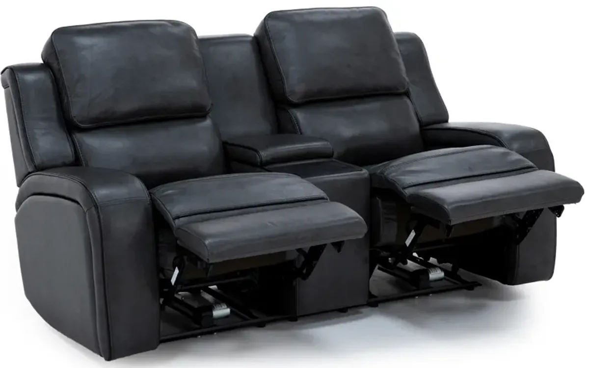 Liam Leather Fully Loaded Zero Gravity Console Reclining Loveseat With Massage And Immersive Audio