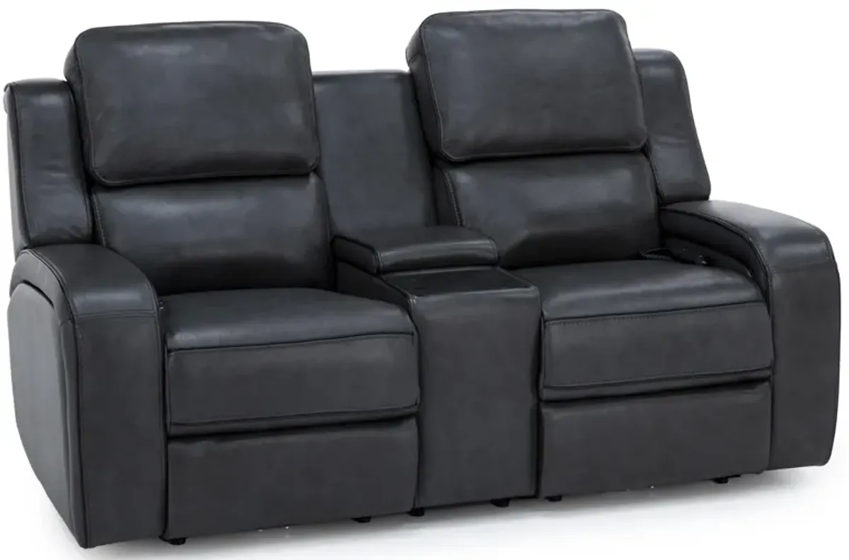 Liam Leather Fully Loaded Zero Gravity Console Reclining Loveseat With Massage And Immersive Audio