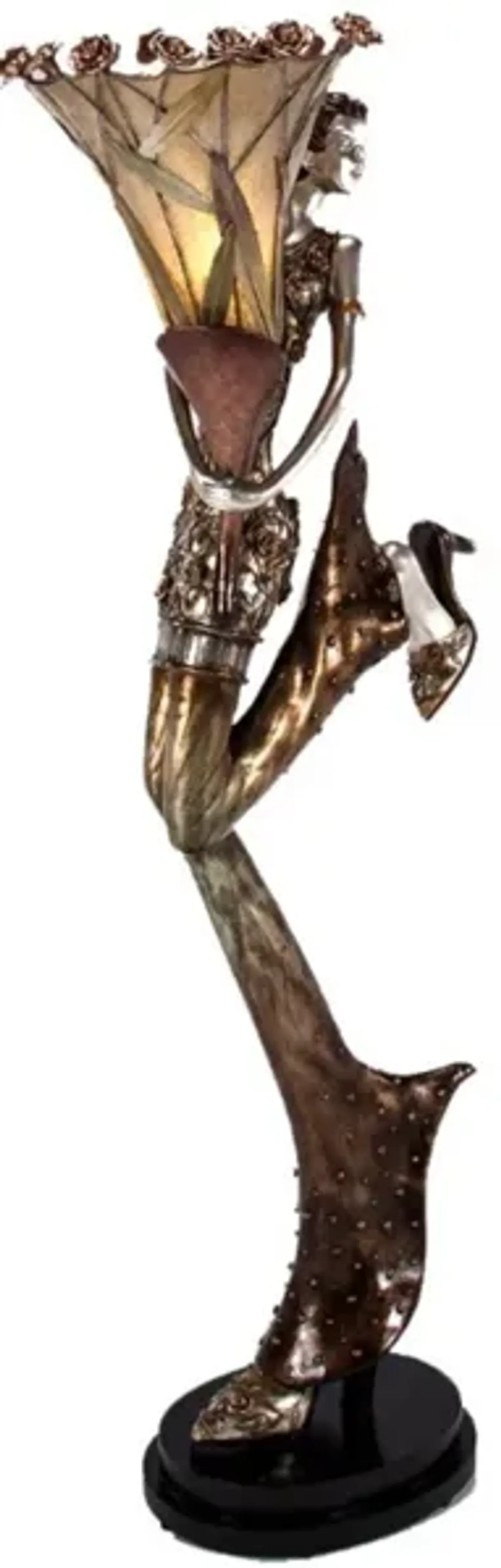 Bronze Lady with Flower Floor Lamp 69"H