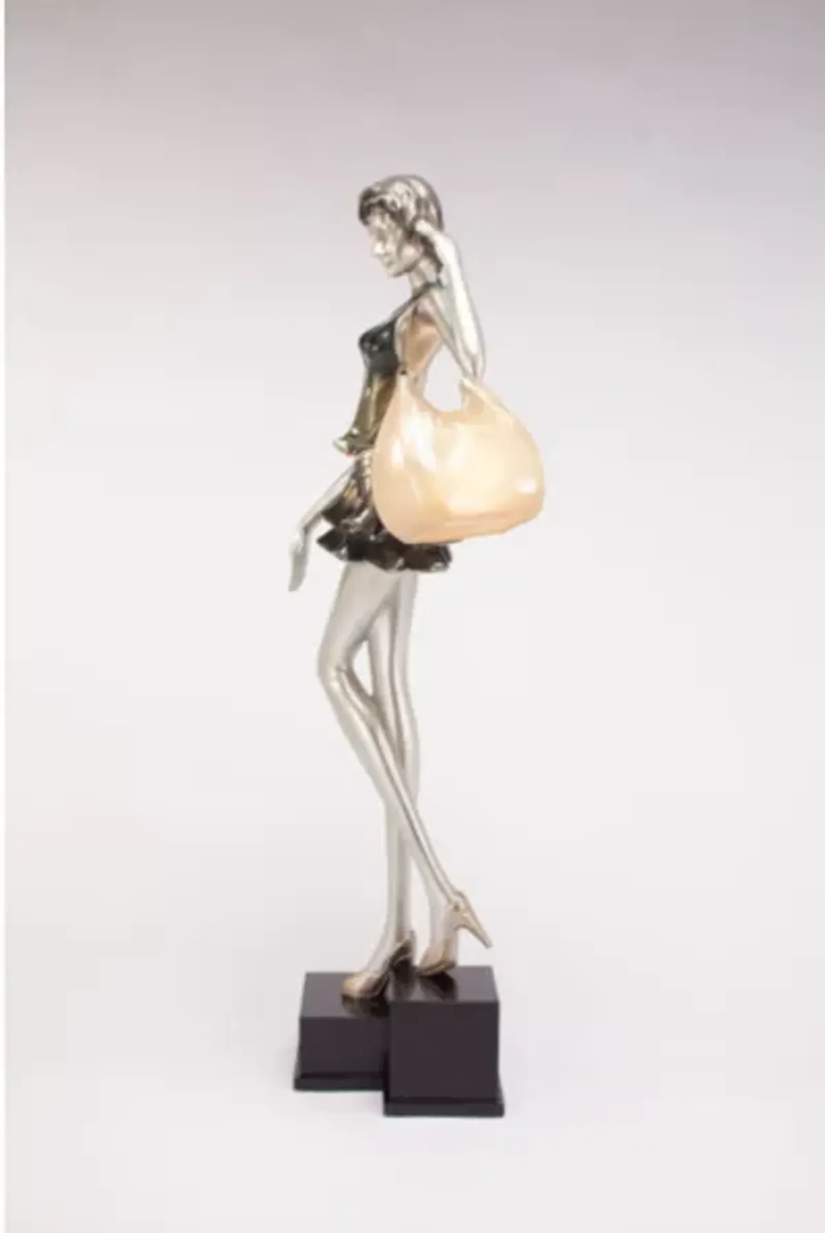 Metallic Olive Lady with Purse Floor Lamp 72"H