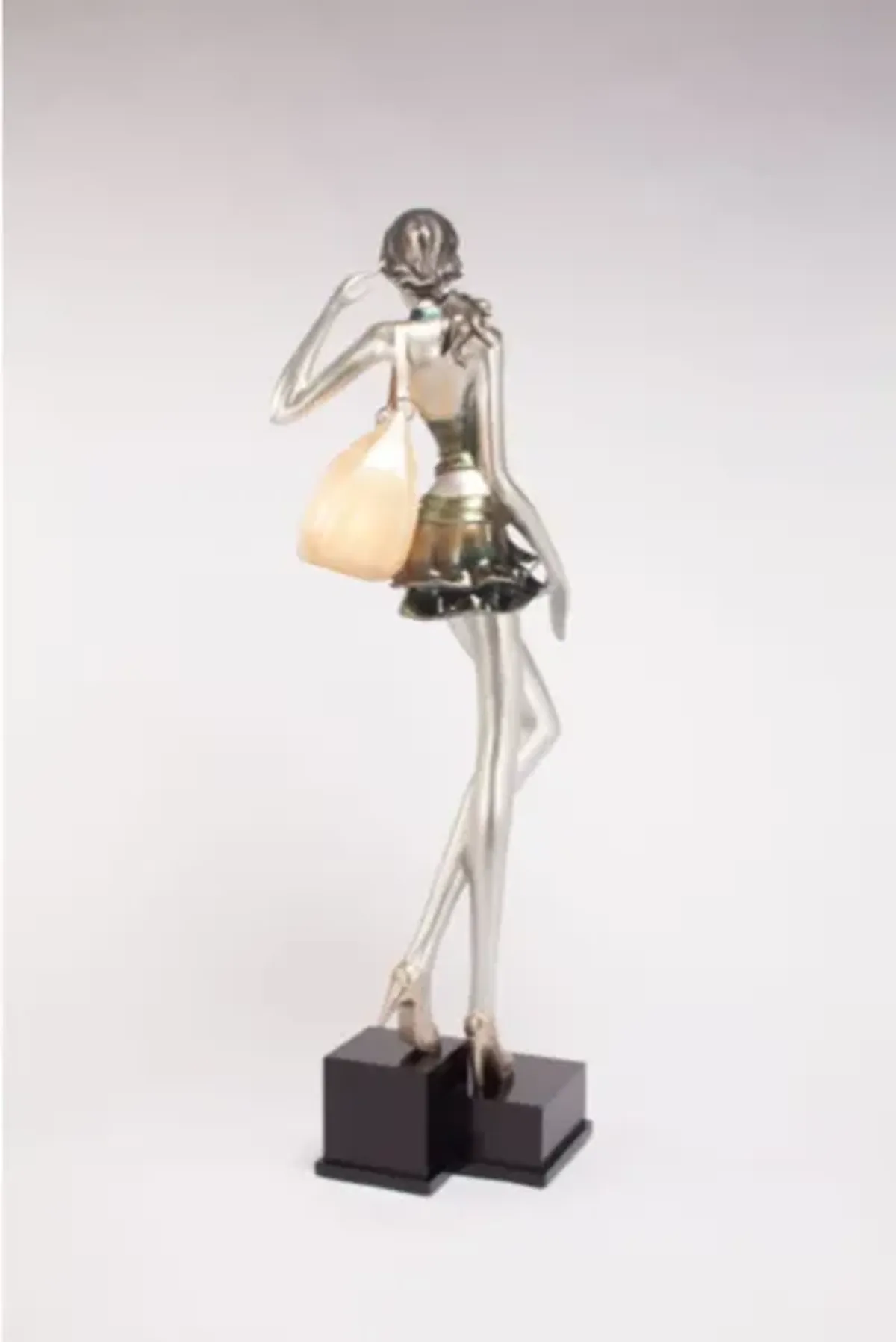 Metallic Olive Lady with Purse Floor Lamp 72"H