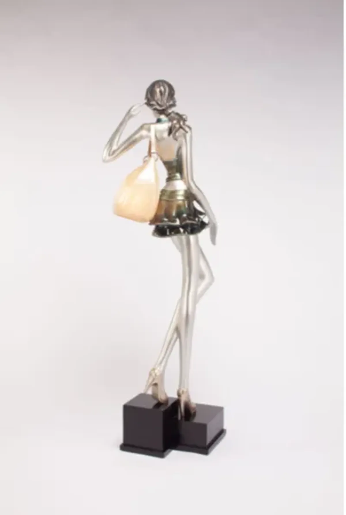 Metallic Olive Lady with Purse Floor Lamp 72"H