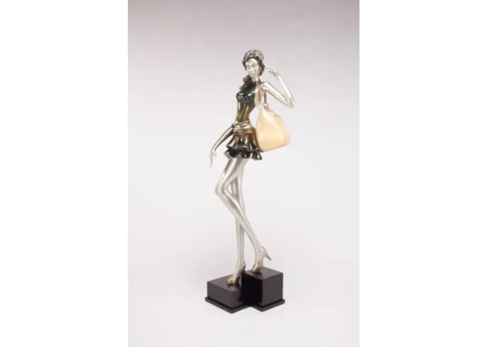 Metallic Olive Lady with Purse Floor Lamp 72"H