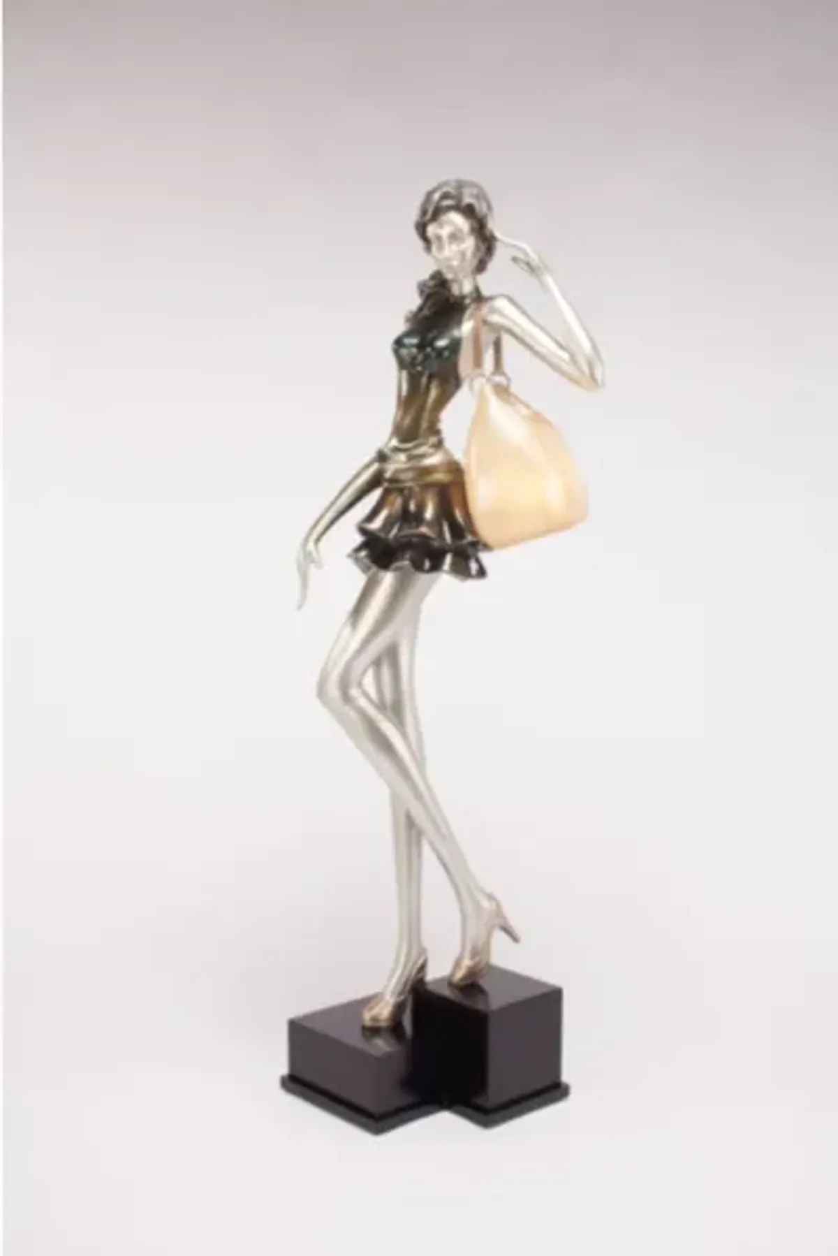 Metallic Olive Lady with Purse Floor Lamp 72"H