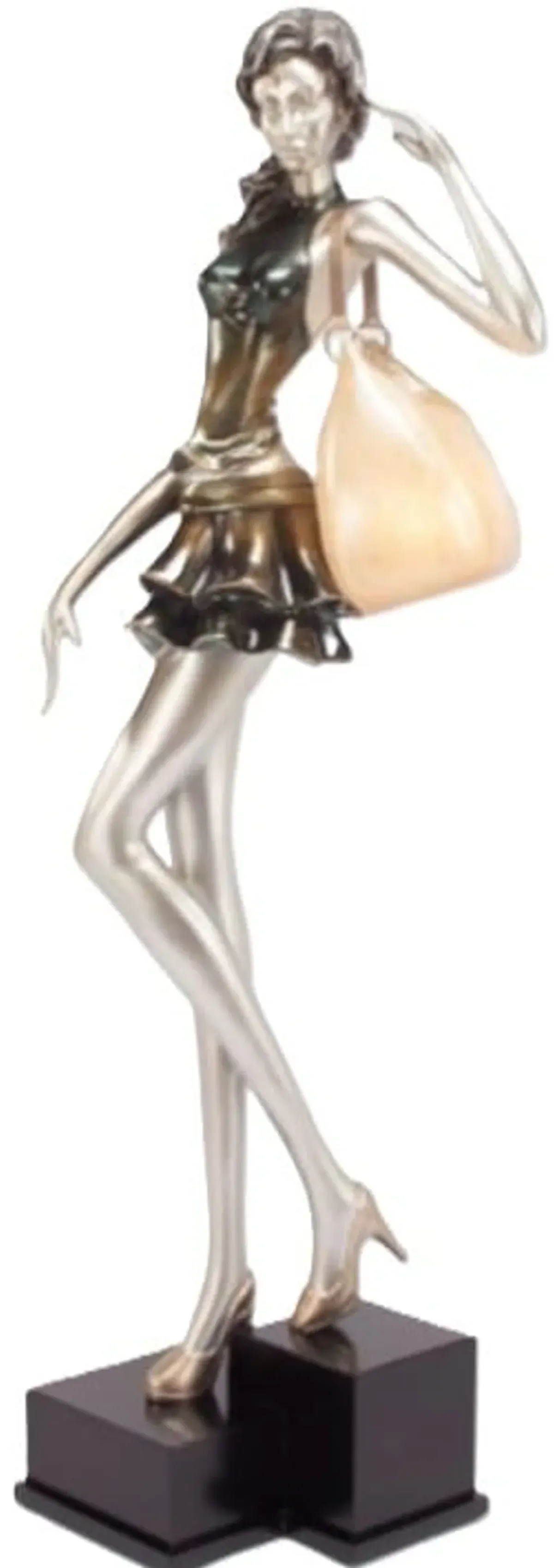 Metallic Olive Lady with Purse Floor Lamp 72"H