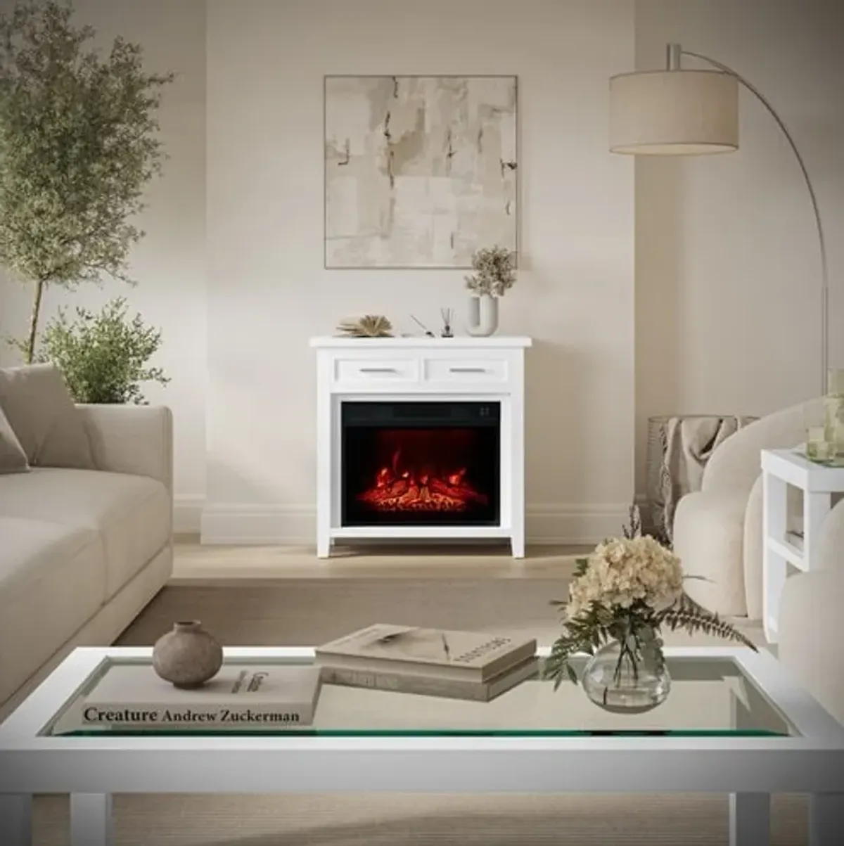 Essentials White 32" Fireplace