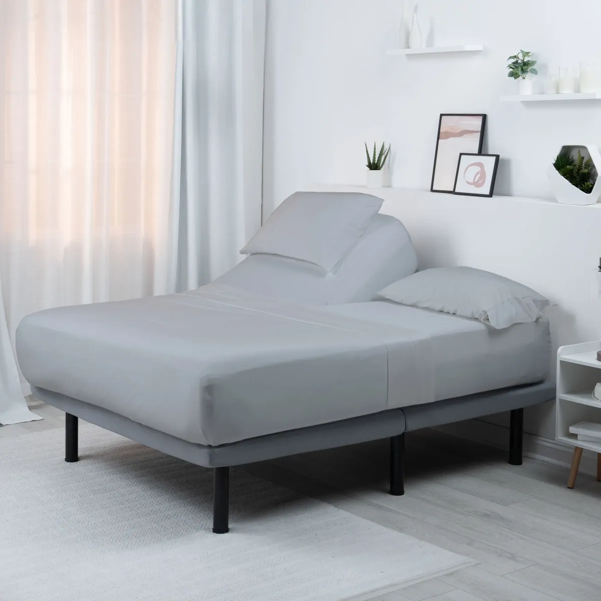 Hyper-Cotton Light Grey Split Head King Sheet Set