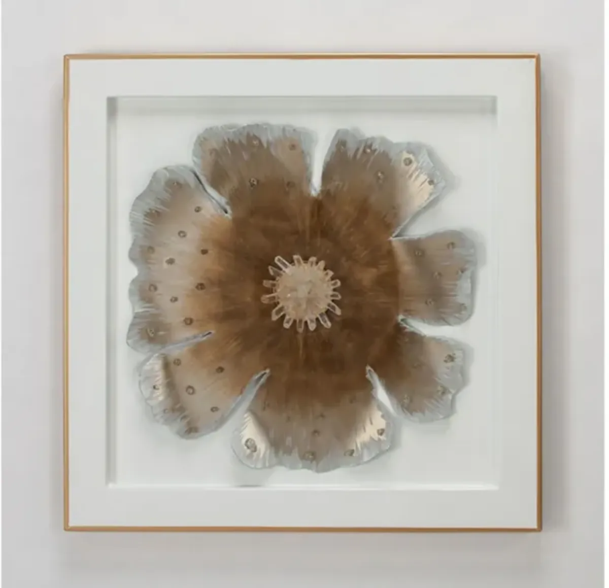 Set of 2 White and Gold Metal Flower Framed Wall Decor 28"W x 28"H