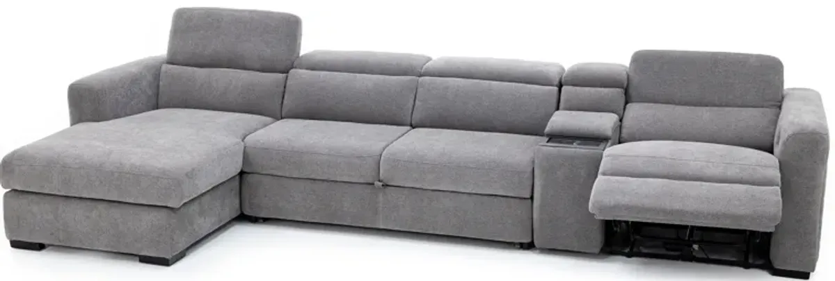 Surround 4-Pc. Fully Loaded Reclining Sectional With Sleeper And Bluetooth Speakers