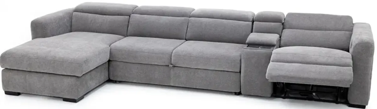 Surround 4-Pc. Fully Loaded Reclining Sectional With Sleeper And Bluetooth Speakers