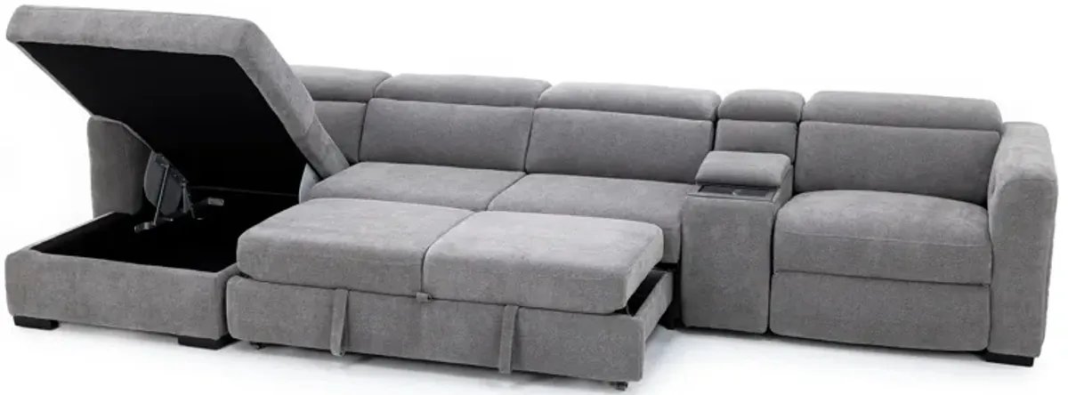 Surround 4-Pc. Fully Loaded Reclining Sectional With Sleeper And Bluetooth Speakers