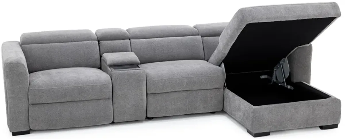 Surround 4-Pc. Fully Loaded Reclining Chaise Sofa With Bluetooth Speakers