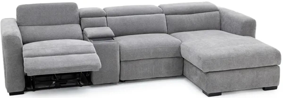 Surround 4-Pc. Fully Loaded Reclining Chaise Sofa With Bluetooth Speakers