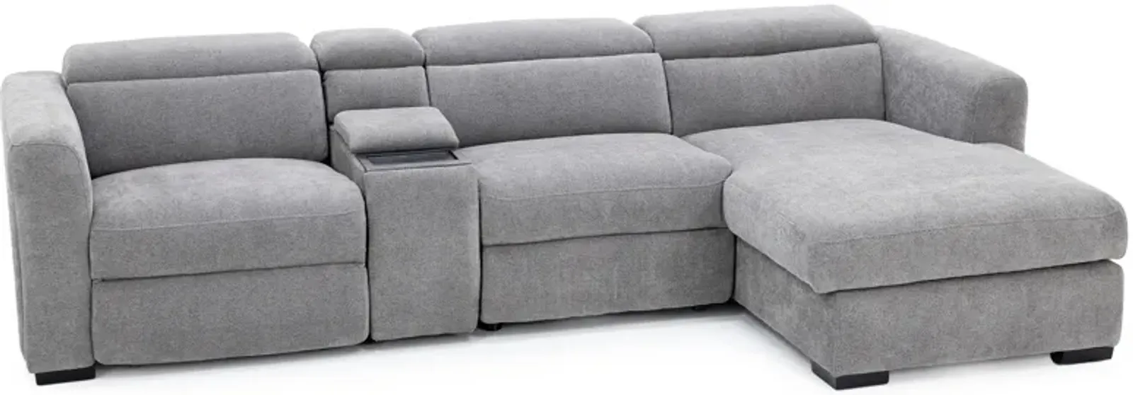 Surround 4-Pc. Fully Loaded Reclining Chaise Sofa With Bluetooth Speakers