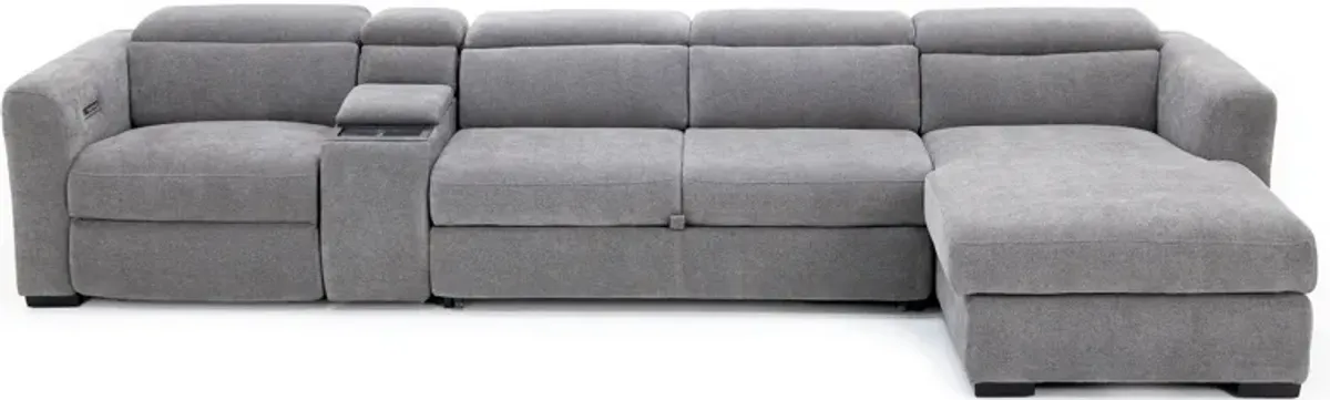 Surround 4-Pc. Fully Loaded Reclining Sectional With Sleeper And Bluetooth Speakers