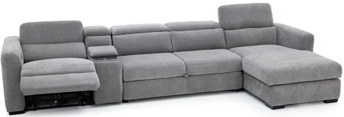 Surround 4-Pc. Fully Loaded Reclining Sectional With Sleeper And Bluetooth Speakers