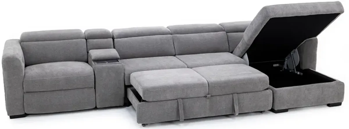 Surround 4-Pc. Fully Loaded Reclining Sectional With Sleeper And Bluetooth Speakers