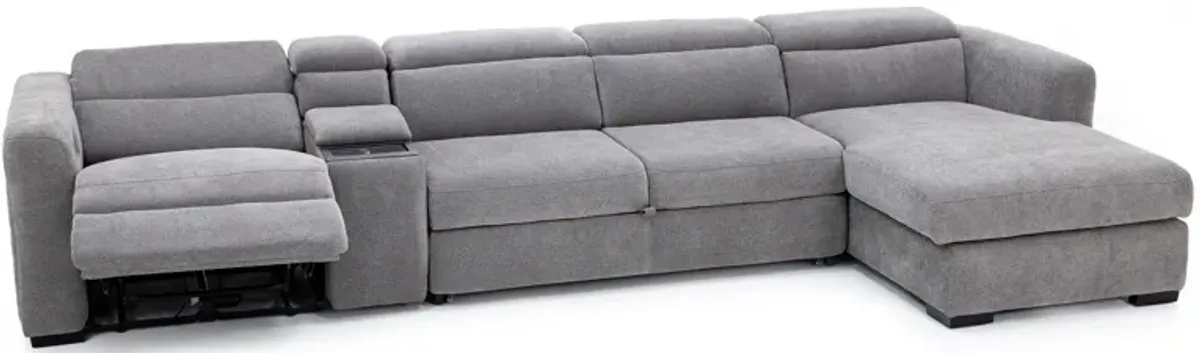 Surround 4-Pc. Fully Loaded Reclining Sectional With Sleeper And Bluetooth Speakers