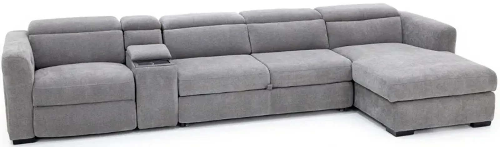 Surround 4-Pc. Fully Loaded Reclining Sectional With Sleeper And Bluetooth Speakers