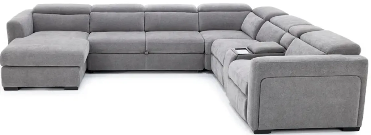 Surround 6-Pc. Fully Loaded Reclining Sectional With Sleeper And Bluetooth Speakers