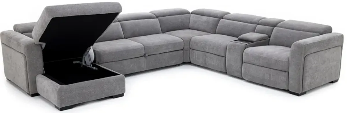 Surround 6-Pc. Fully Loaded Reclining Sectional With Sleeper And Bluetooth Speakers