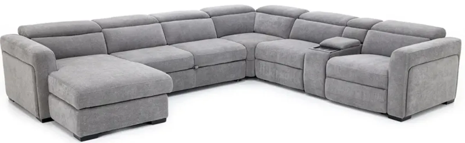 Surround 6-Pc. Fully Loaded Reclining Sectional With Sleeper And Bluetooth Speakers