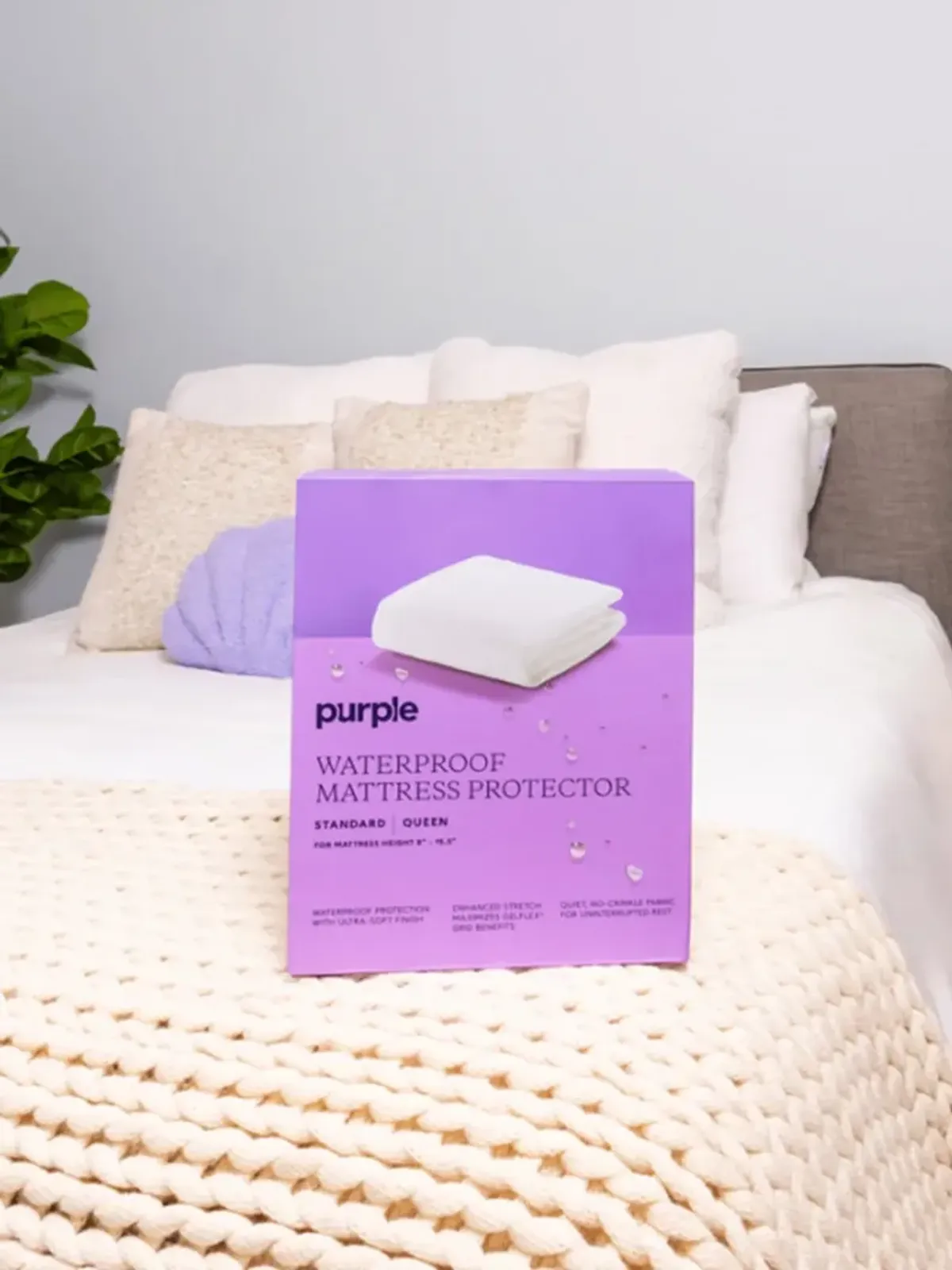 Purple Waterproof King Mattress Protector