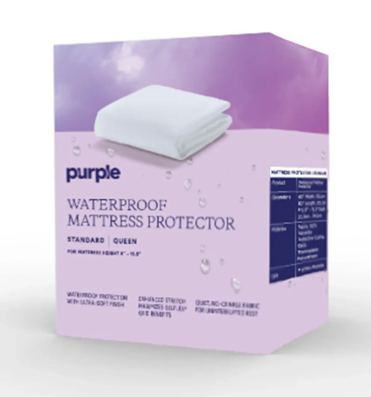 Purple Waterproof Queen Mattress Protector