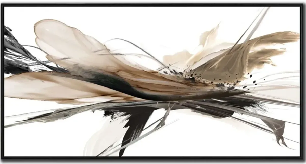 Black and Brown Abstract Hand Embellished Framed Canvas 56"W x 28"H