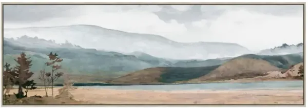 Hillside Lake Hand Embellished Framed Canvas 60"W x 20"H