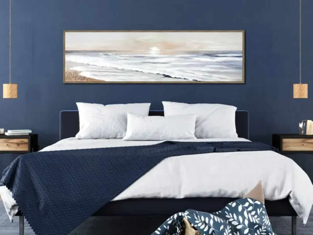 Coastal Sunrise Hand Embellished Framed Canvas 71"W x 20"H