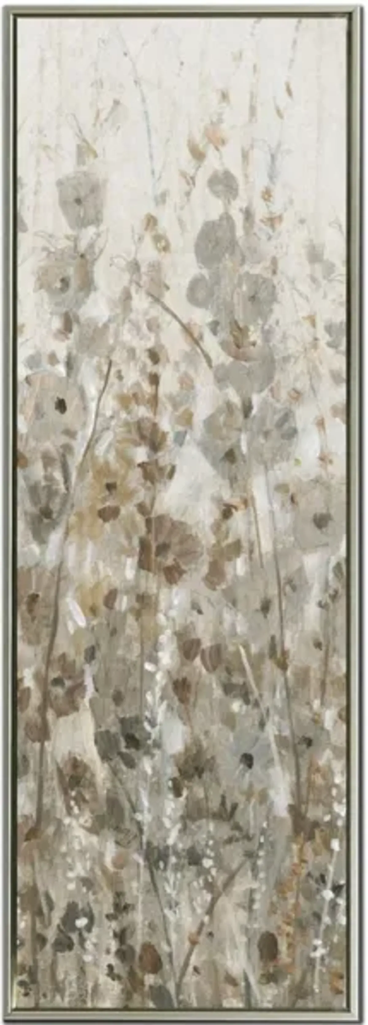 Silver and Champagne Flowers II Hand Embellished Framed Canvas 16"W x 48"H Each