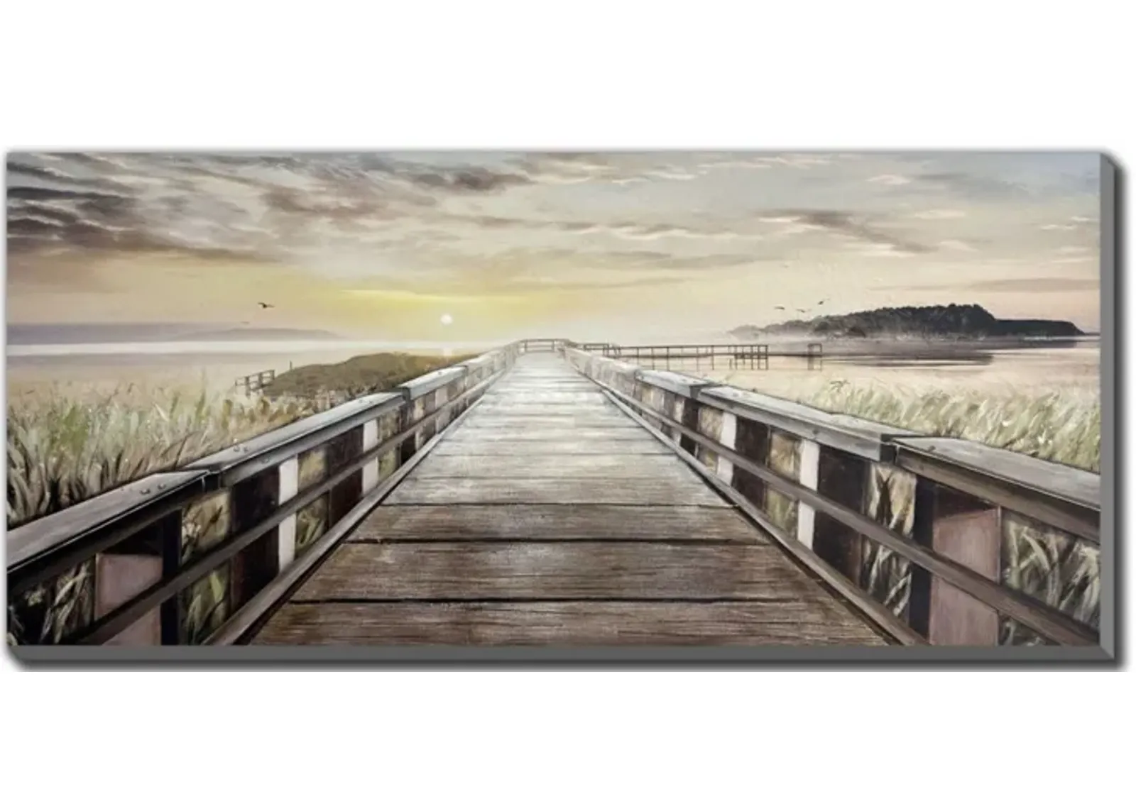 Boardwalk Metal and Wood Embellished Canvas 71"W x 32"H