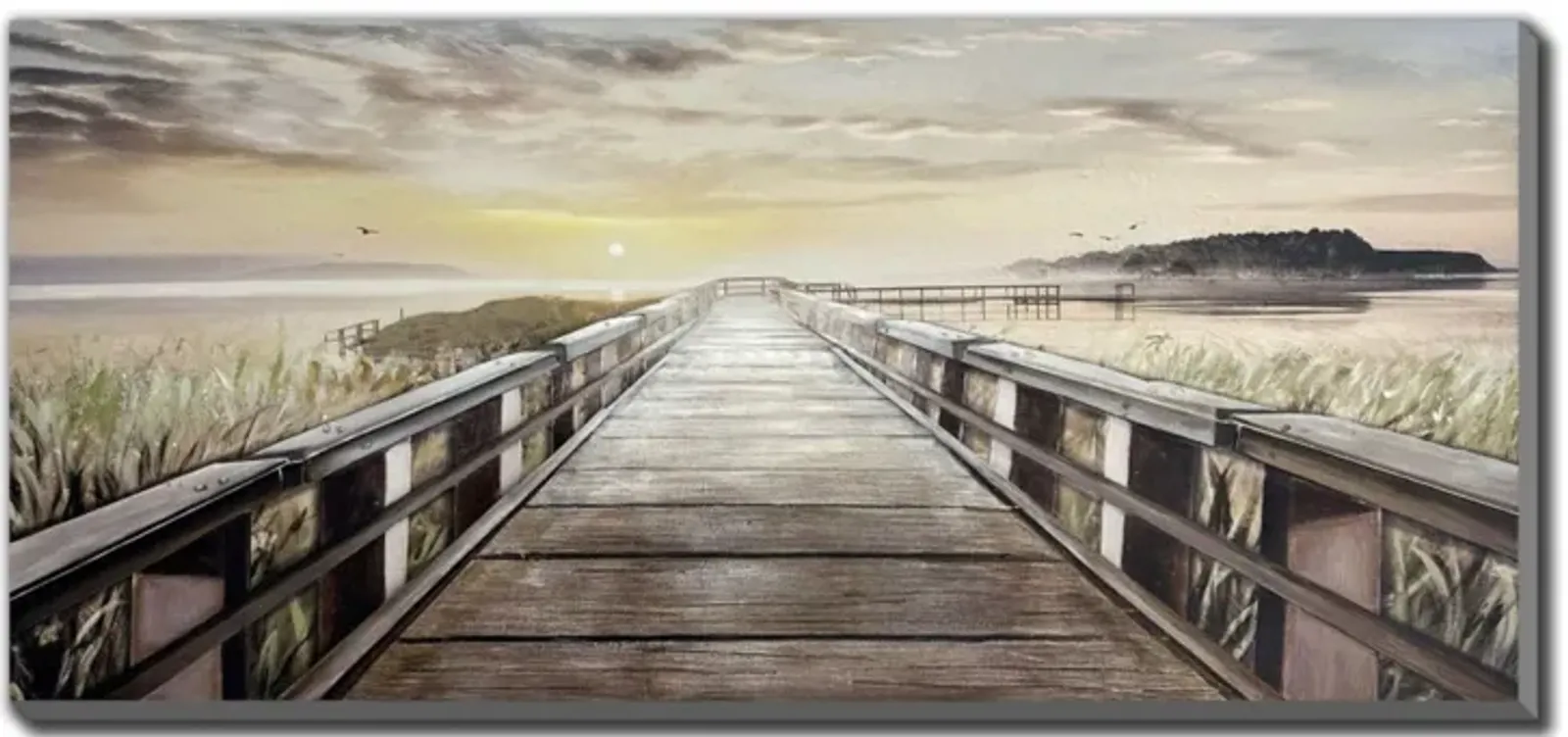 Boardwalk Metal and Wood Embellished Canvas 71"W x 32"H