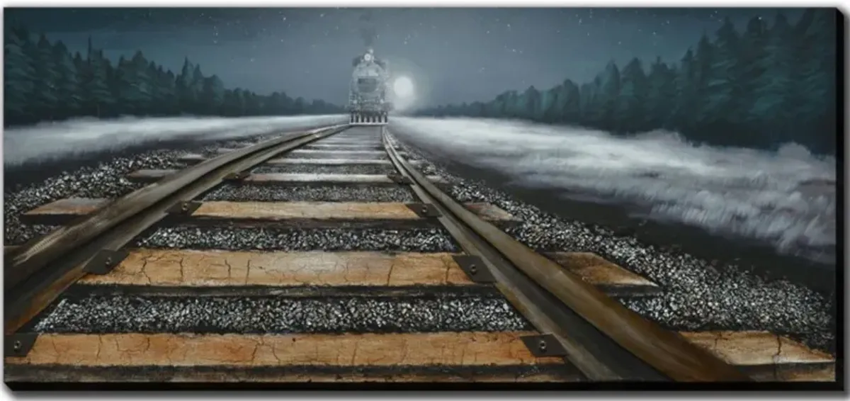 Night Train Metal and Stone Embellished Canvas 71"W x 32"H