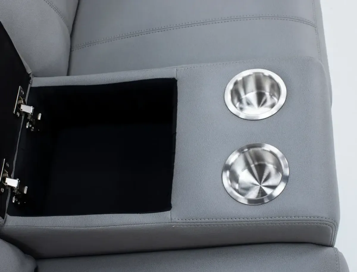 Elizabeth Power Headrest Zero Gravity Reclining Console Loveseat in Smoke