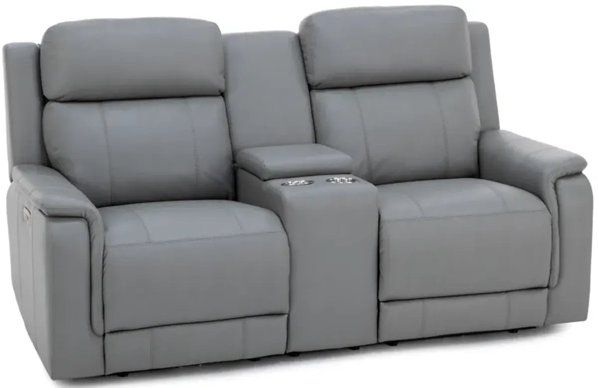 Elizabeth Power Headrest Zero Gravity Reclining Console Loveseat in Smoke