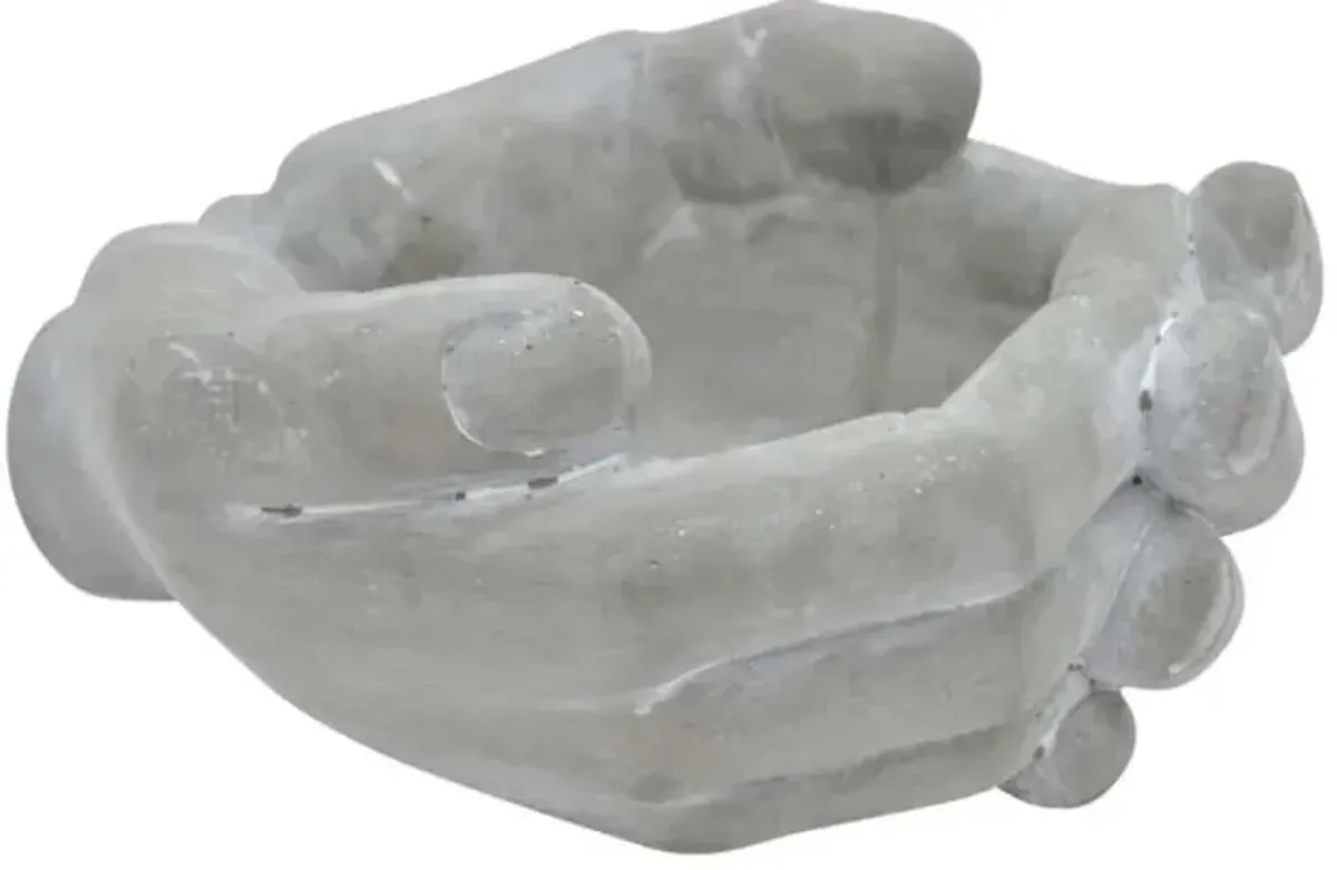 Grey Hand Pot 9.5"W x 4.75"H