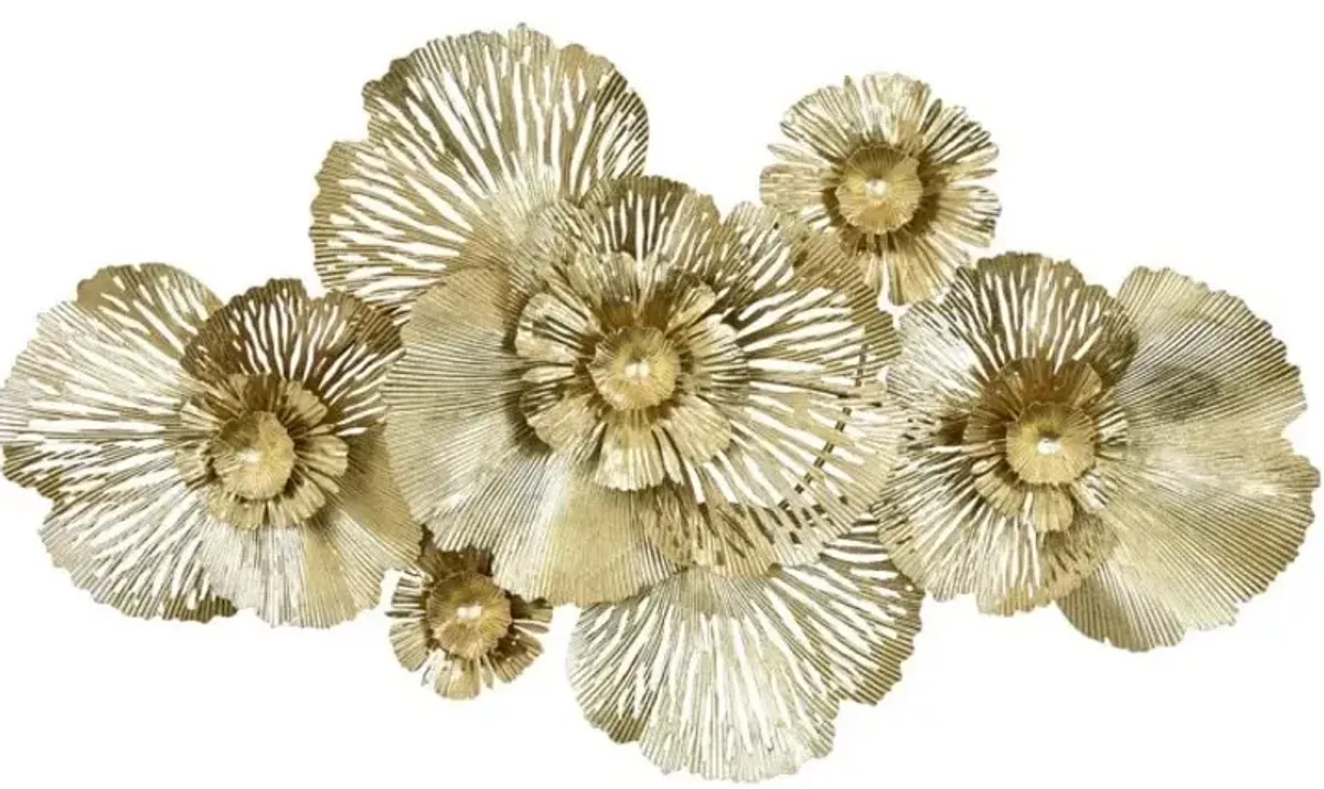 Gold Metal Flower Wall Sculpture 45"W x 26"H