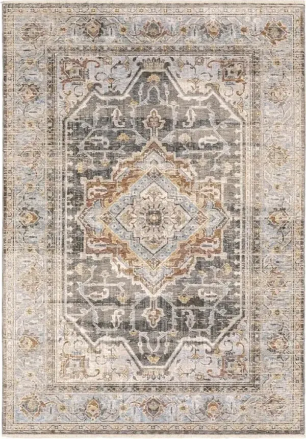 Maharaja Grey/Blue/Rust Medallion Area Rug 7'10"W x 10'10"L