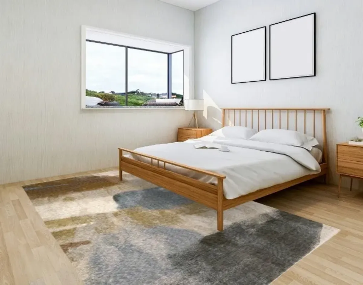 Hayden Beige/Blue/Brown Abstract Area Rug 5'3"W x 7'6"L